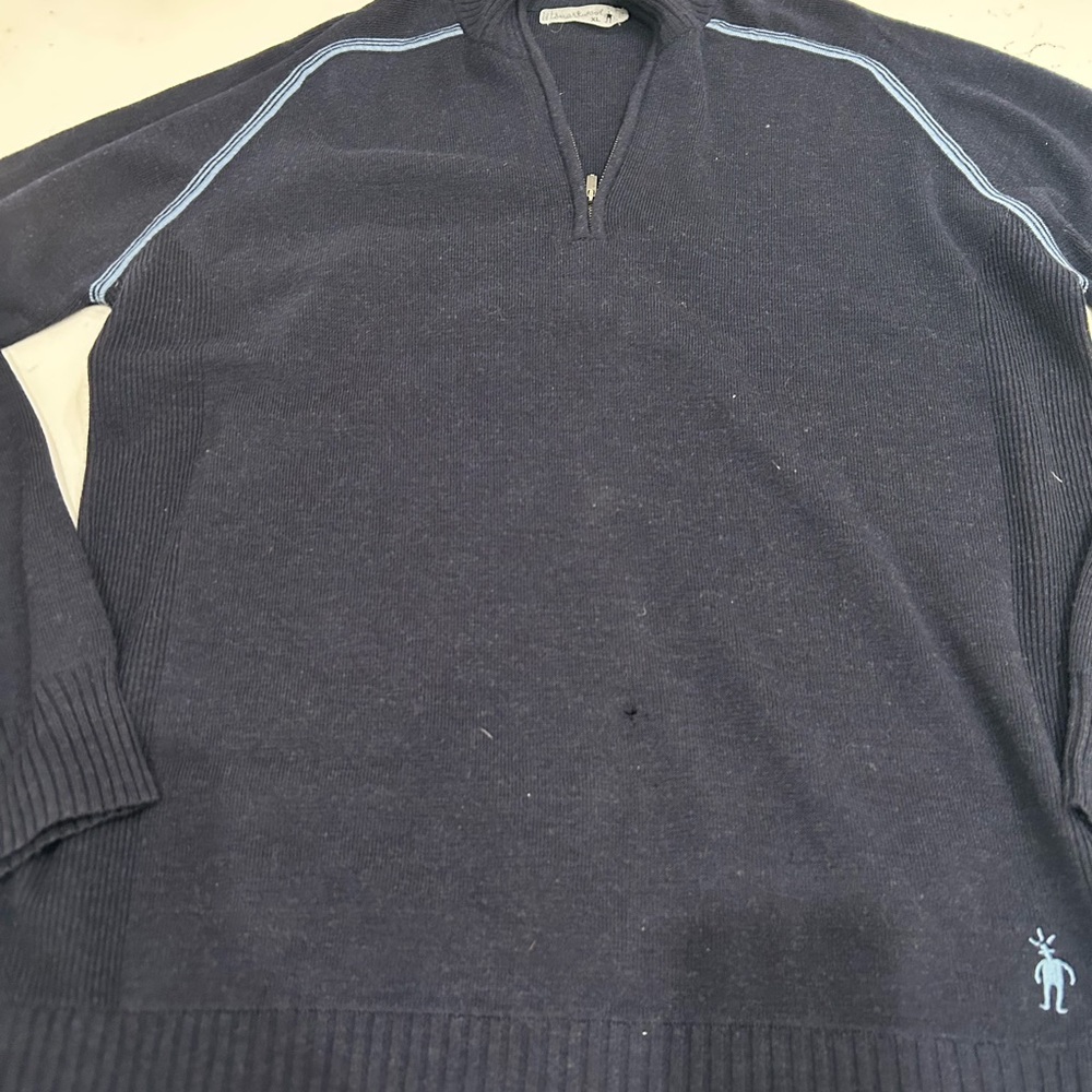 Smartwool Men's Dark Blue Zip Up Jacket with Light Blue and White Details
